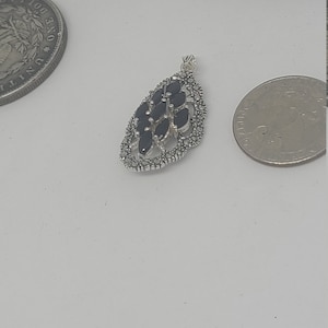Vintage Sterling Silver Marcasite and Onyx Pendant