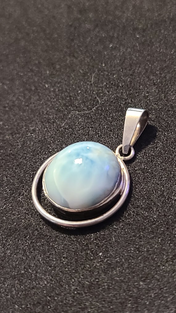 Sterling Silver 15MM Blue Agate Pendant