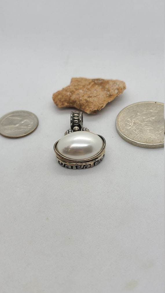Vintage Sterling Silver Pearl Pendant - image 1