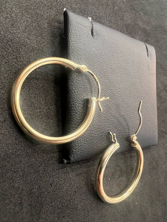 Sterling Silver Gold Plated 26MM Hoop Earrings - image 1