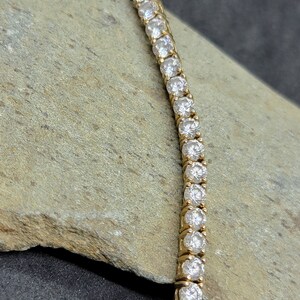 Sterling Silver Gold Plated 3MM Cubic Zirconia 8 inch Tennis Bracelet