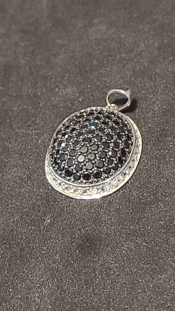 Sterling Silver 24MM Black Diamond and Cubic Zirco