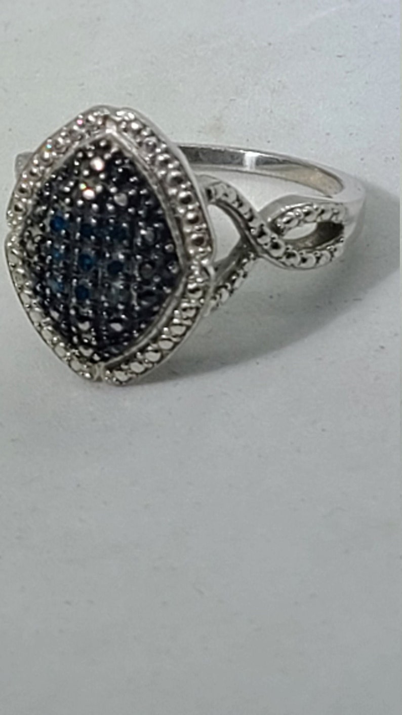 Sterling Silver Blue Diamond Ring