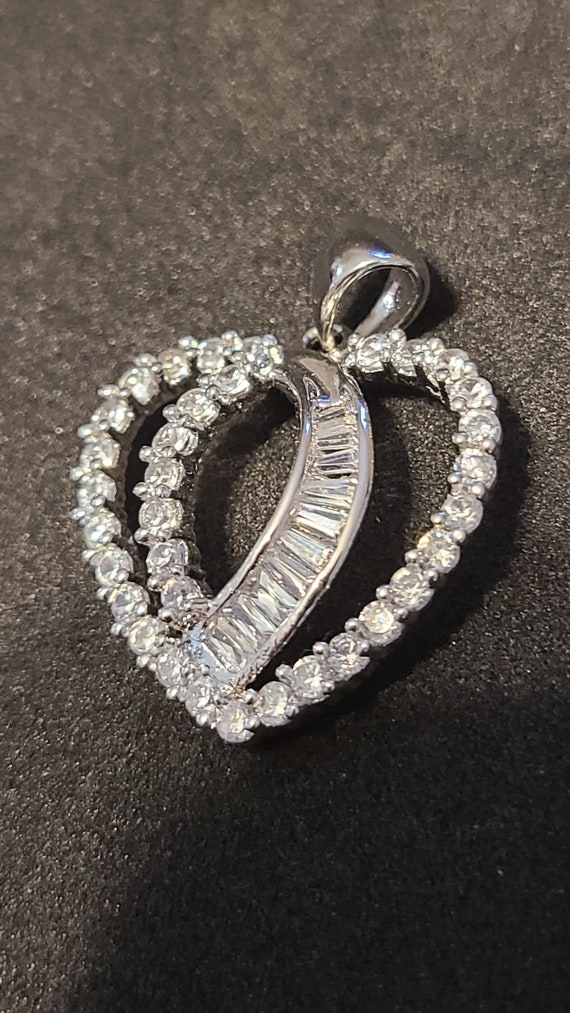 Sterling Silver Round and Baguette Cubic Zirconia 