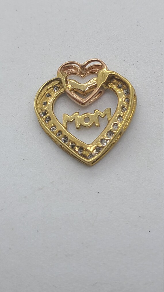 10K Yellow Gold and Rose Gold MOM Heart with Diam… - image 3