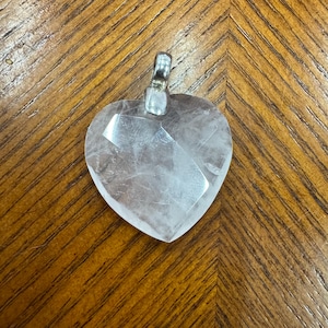 Sterling Silver 32MM Heart Pink Quartz Pendant
