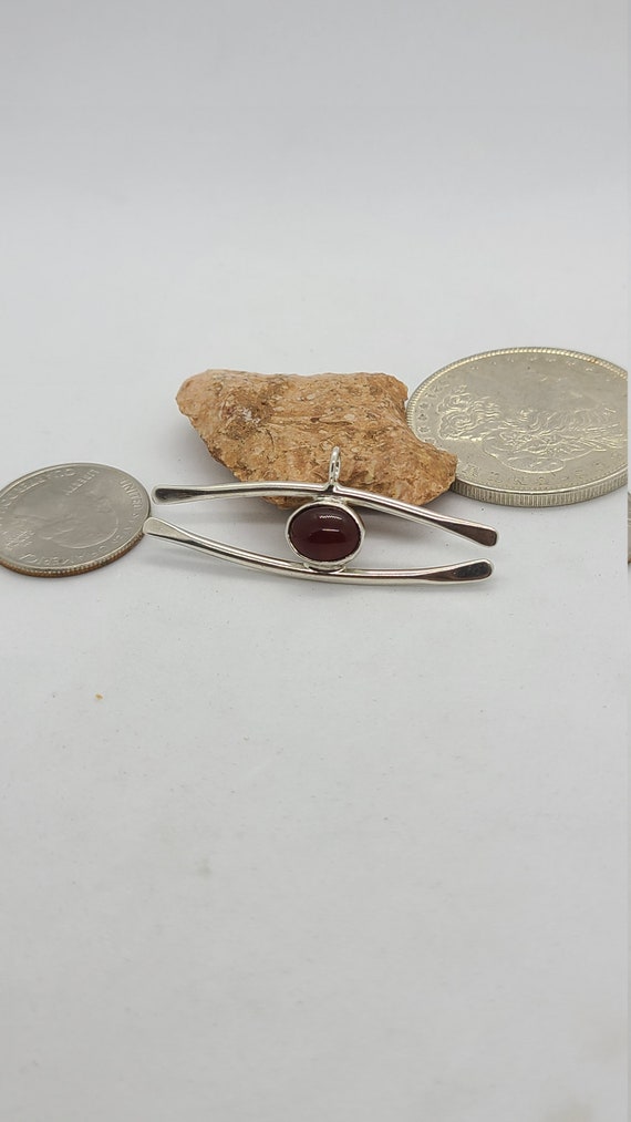 Sterling Silver Vintage Handmade Carnelian Pendant