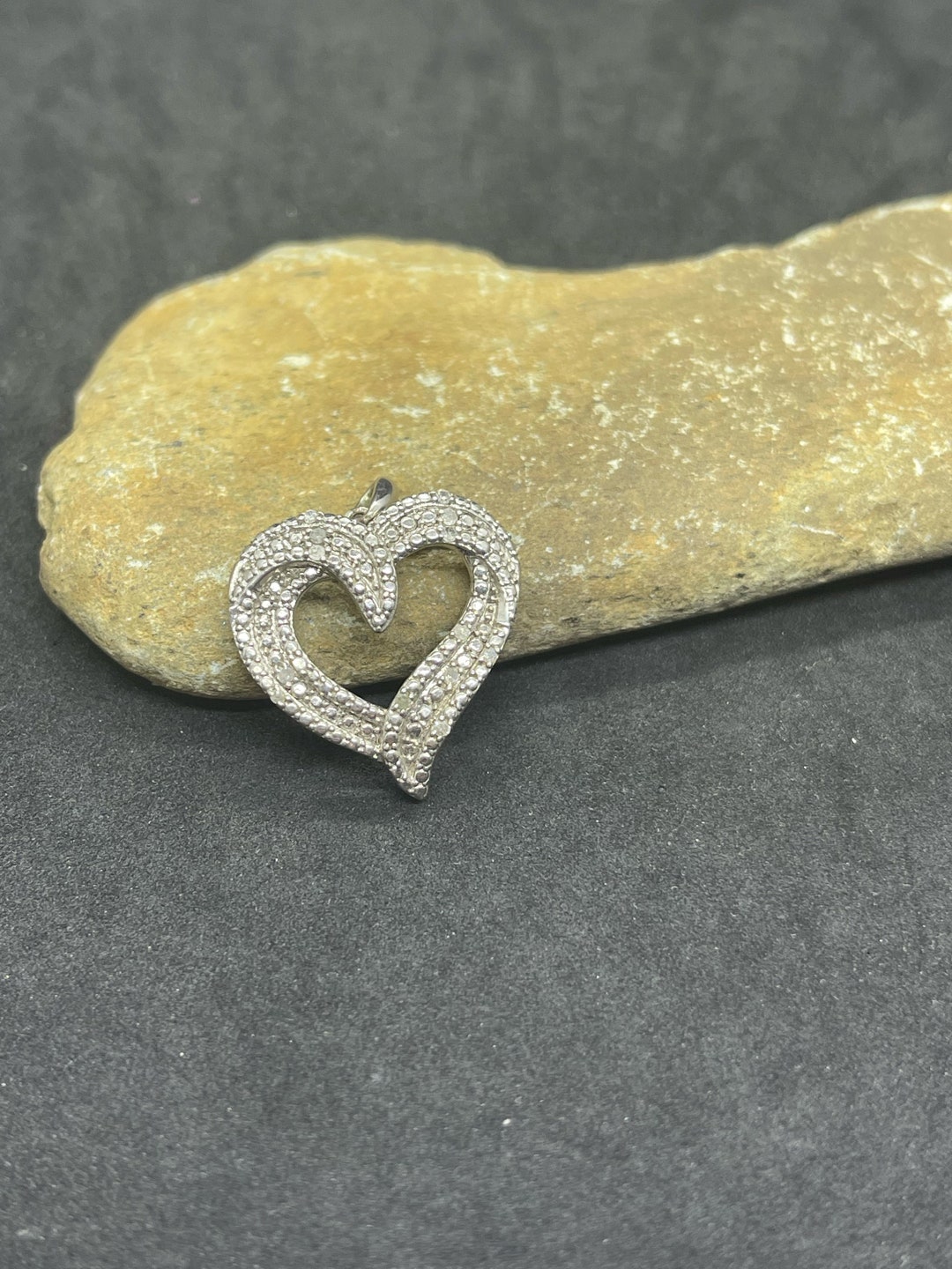 Multi Heart Sterling Silver CZ Pendant Charm - 0.75" X 1", .925 Silver, Triple Heart Design, No Chain Included - View #5