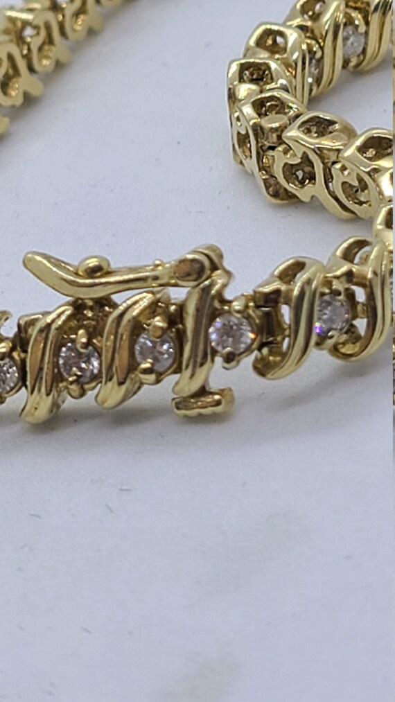 14k Yellow Gold and Diamond S link Bracelet - image 3