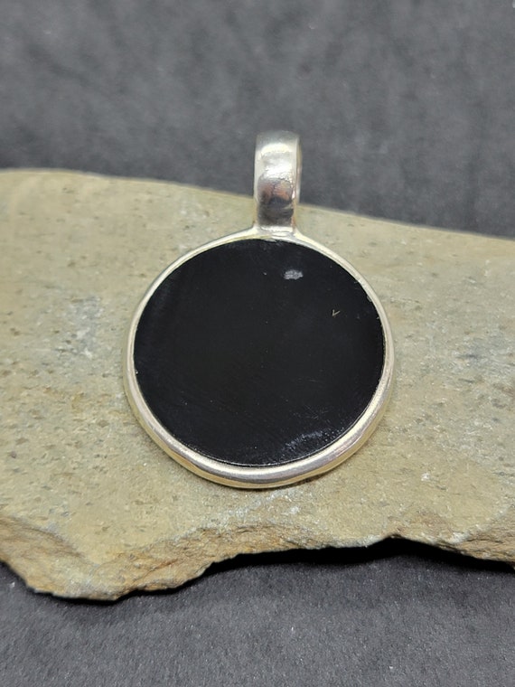 Sterling Silver 30MM Black Onyx Pendant