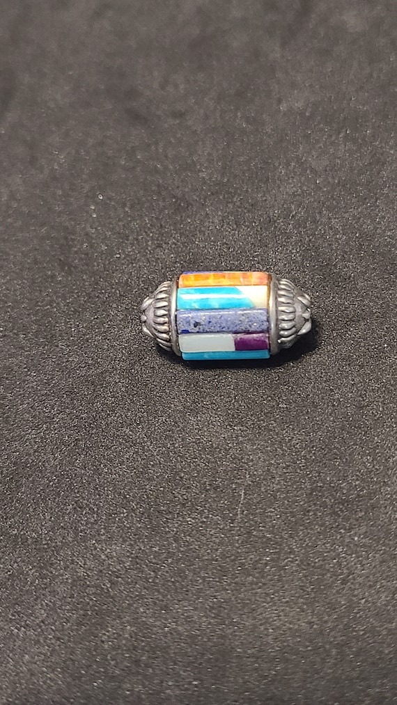 Sterling Silver Multi color Round Barrel Pendant