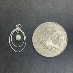 Sterling Silver Egg Shaped with dangling Pearl Charm image 3