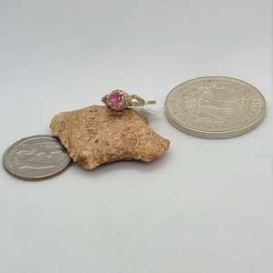 14K Yellow Gold Pink Sapphire & Diamond Ring