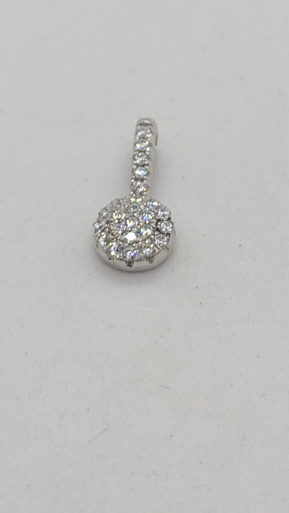 Sterling Silver Diamond Cluster Solitaire Pendant - image 2