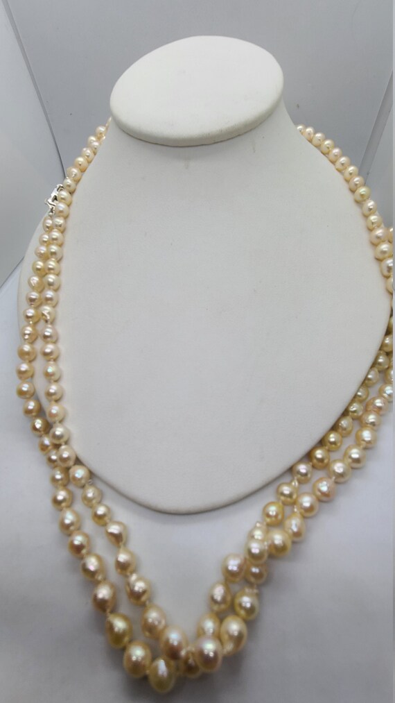 Vintage Sterling Silver 6MM 50 inch Pearl Necklace - image 1