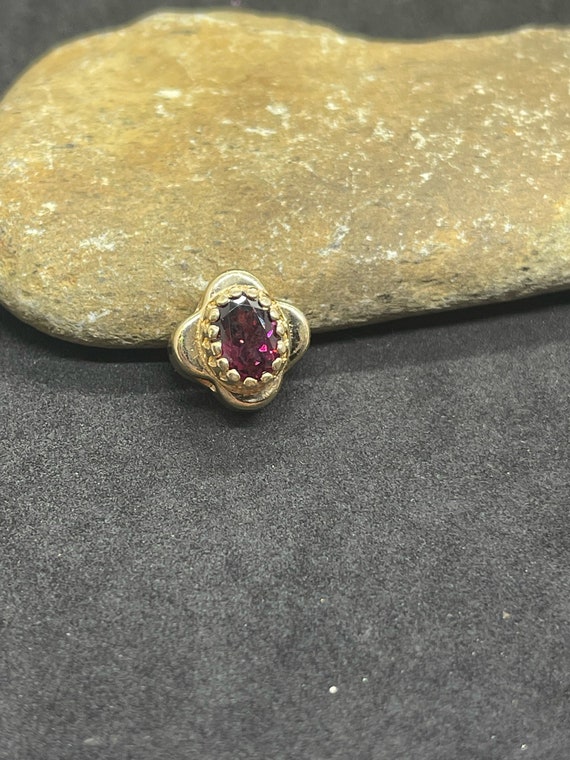 Vintage 14K Yellow Gold 9x7MM Oval Rhodolite Garne