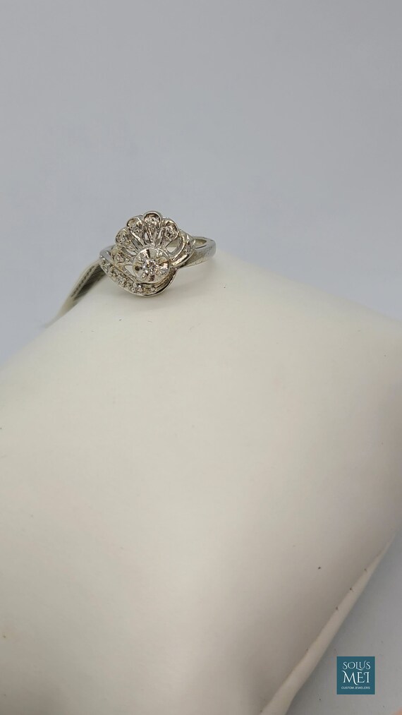 14K White Gold Vintage Diamond Rings - image 2