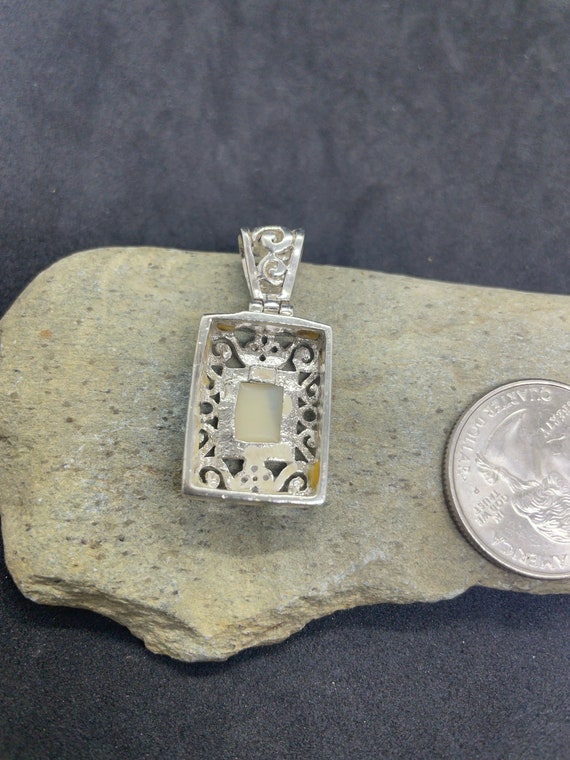 Vintage Sterling Silver Floral Mother of Pearl Pe… - image 4