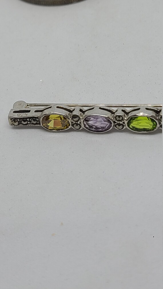 Sterling Silver Blue, Green, Purple, and Yellow C… - image 2