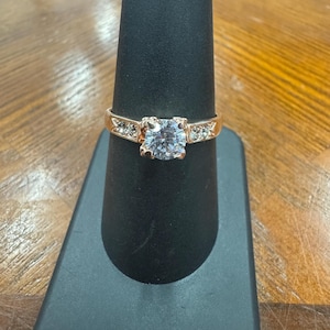 Sterling Silver Rose Gold Plated .50CT Cubic Zirconia and .08CTW Accent Cubic Zirconia Ring