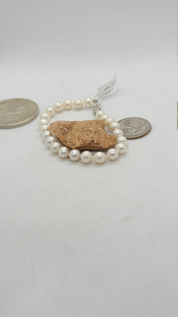 14K White Gold 7MM 7.5 inch Pearl Bracelet
