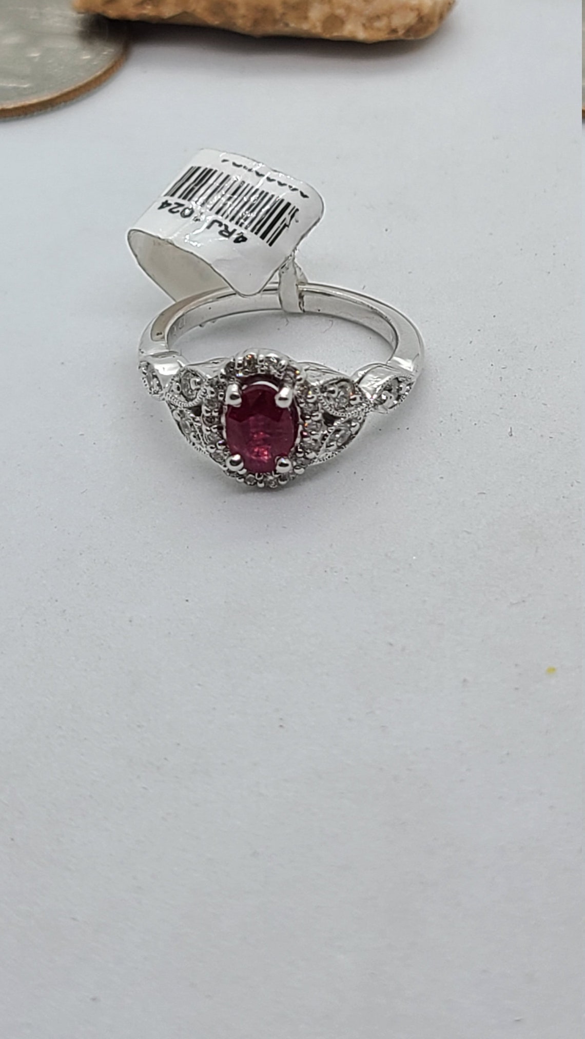 14K White Gold Ruby & Diamond Ring | Etsy