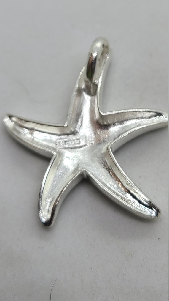 Sterling Silver Synthetic Black Opal Starfish Pen… - image 3