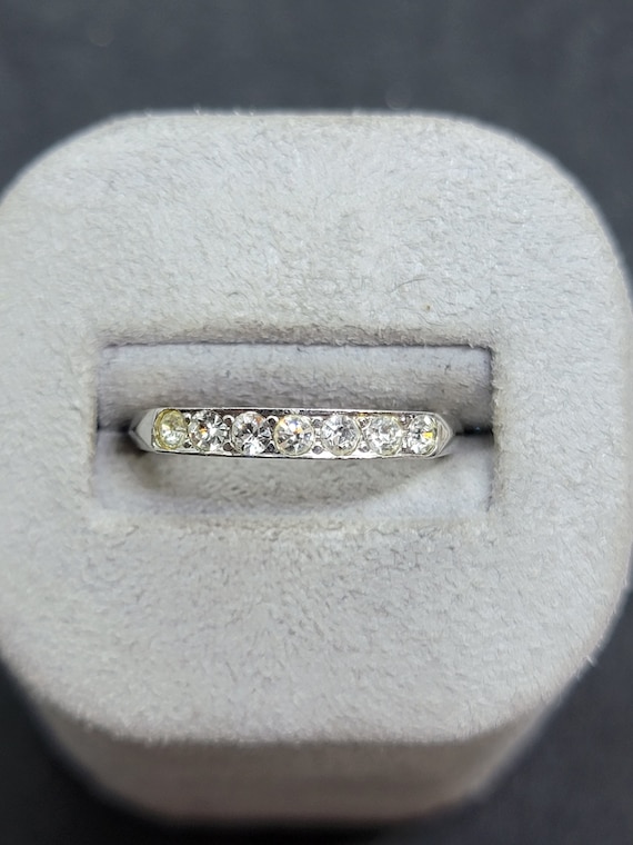 Vintage Sterling Silver 7 Stone Cubic Zirconia Ri… - image 1