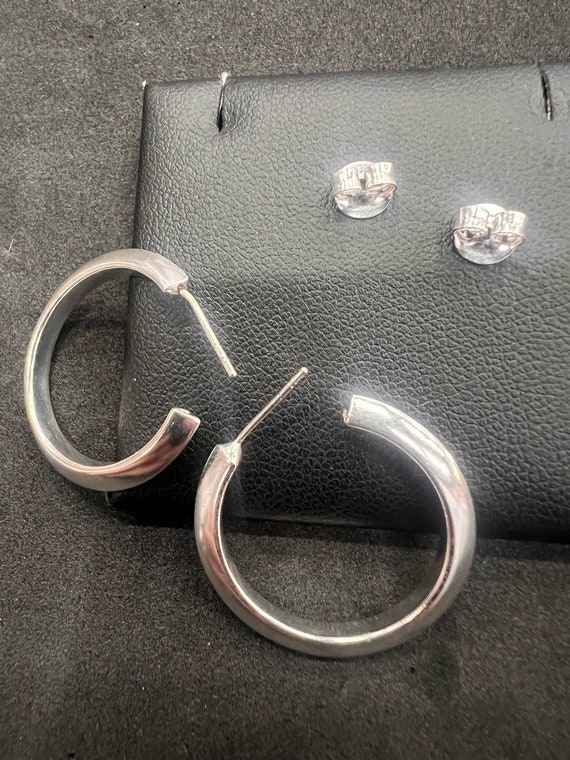 Sterling Silver 24MM C Shaped Stud Earrings - image 1