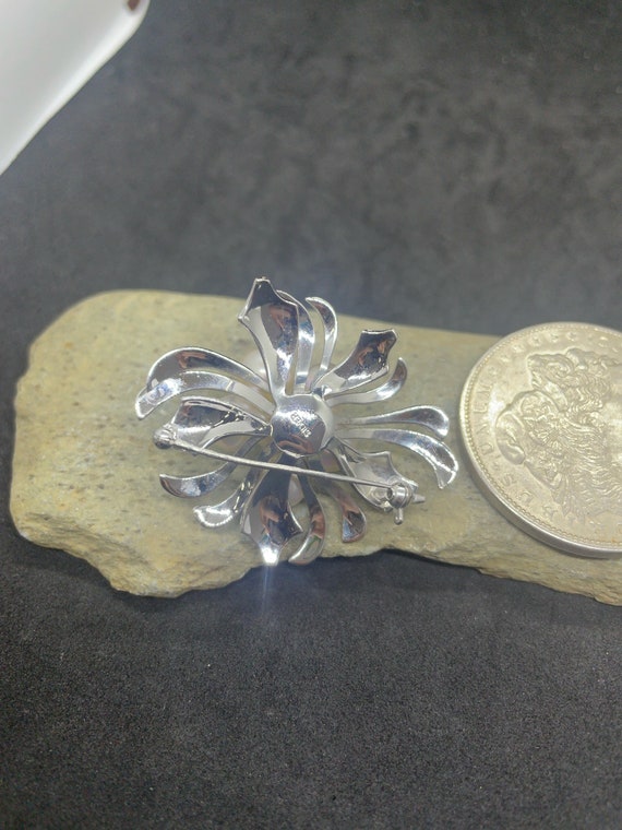 Vintage Sterling Silver Pearl Brooch - image 3