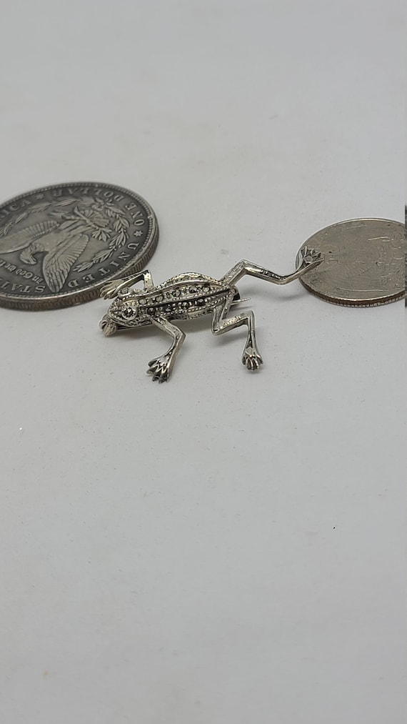 Sterling Silver Frog with Marcasite Pin