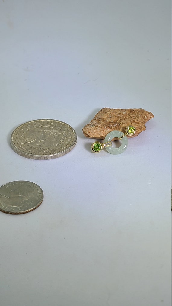 Vintage 14K Yellow Gold Jade, Peridot, and Diamond