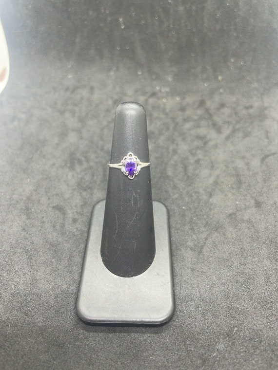Sterling Silver Purple CZ Childs Ring - image 1