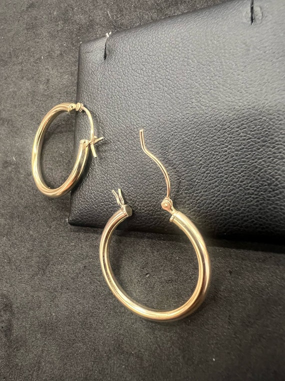 Sterling Silver Gold Plated 26MM Hoop Earrings - image 2