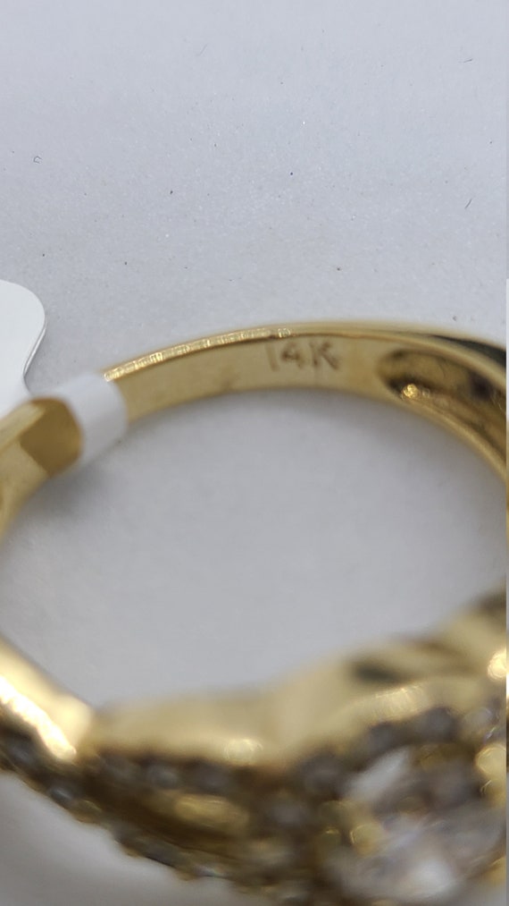 14K Yellow Gold Infinity Diamond Ring - image 2