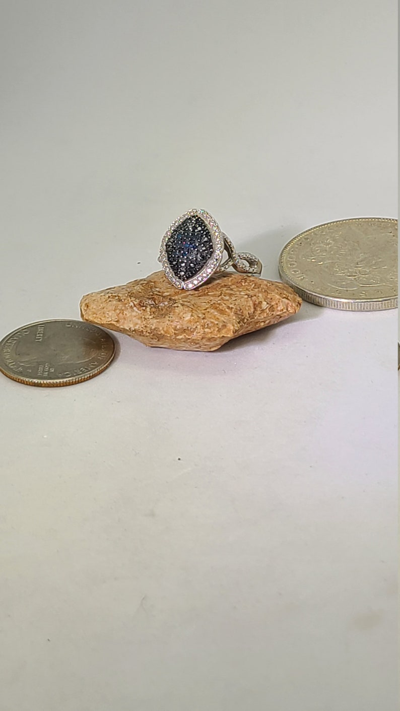 Sterling Silver Blue Diamond Ring