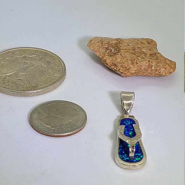 Rare 950 Silver Blue Opal Sandal Pendant