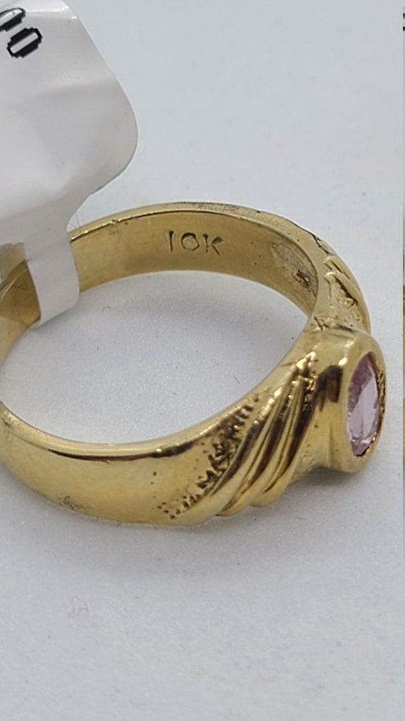 10K Yellow Gold Child's Oval Pink Sapphire Ring - image 2