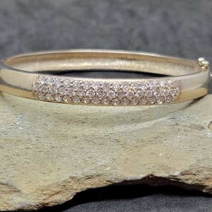 Sterling Silver 7.5MM Cubic Zirconia Bangle Bracelet