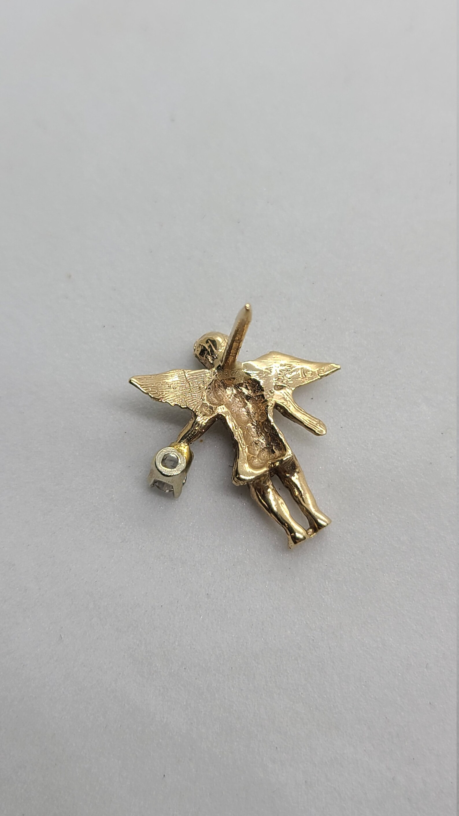 14K Yellow Gold Angel Lapel Pin With A Diamond Etsy