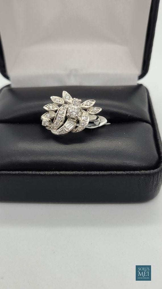 14K White Gold Vintage Estate Diamond Ring