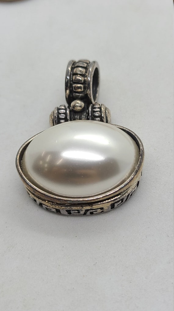 Vintage Sterling Silver Pearl Pendant - image 2