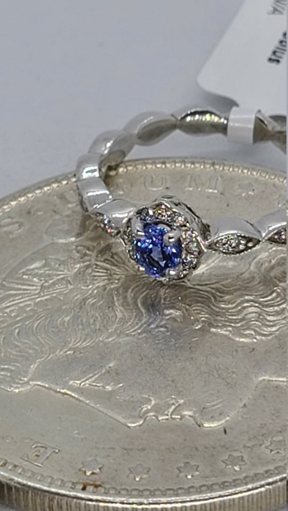 14K White Gold Sapphire Oval Marquise Ring