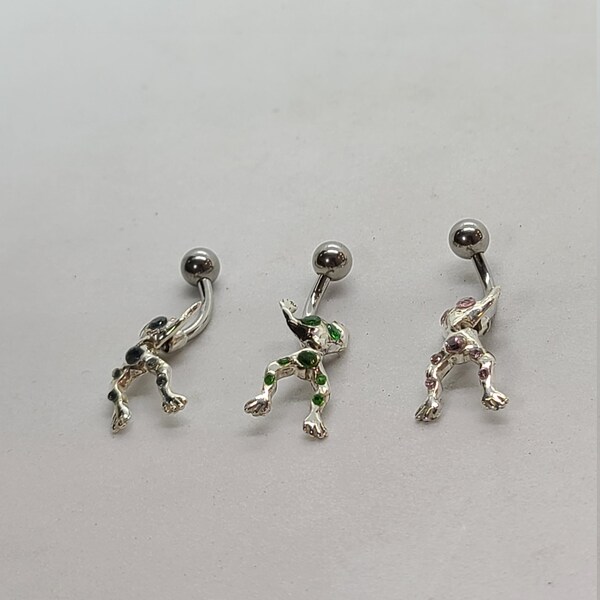 Sterling Silver CZ Frog Belly Button Ring