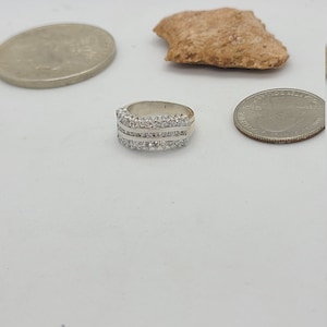 Sterling Silver 3 row Channel set CZ wave Band