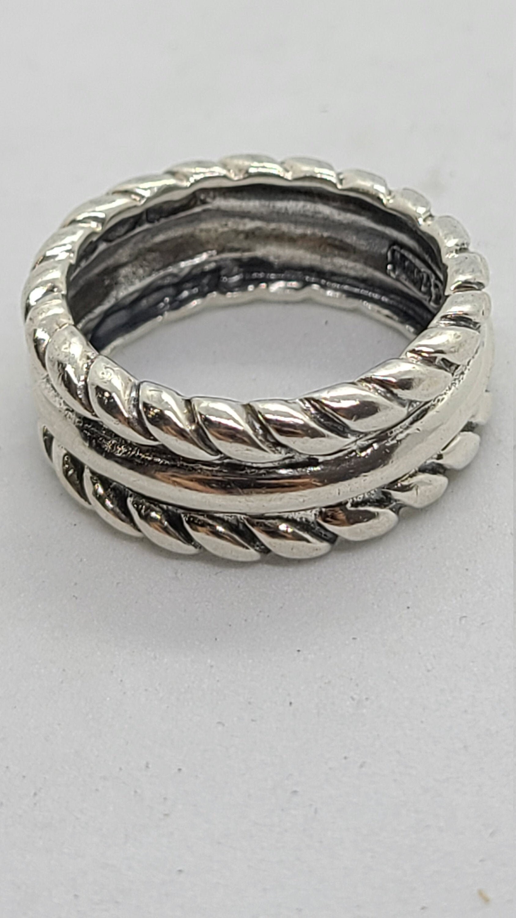 Sterling Silver 9MM Twisted Rope & Dome Band Etsy