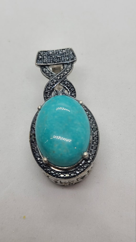 Sterling Silver Turquoise Cabochon Pendant Etsy UK