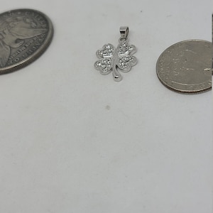 Sterling Silver Four Leaf Clover Charm w/ CZ Accents Charm/Pendant