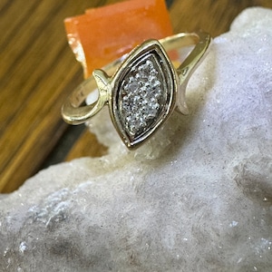 14K Yellow Gold Marquise Cluster Natural Diamond Ring