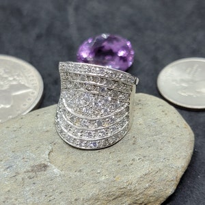 Sterling Silver 22MM Cubic Zirconia Cluster Band